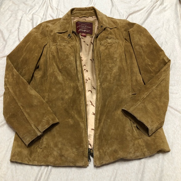 Eddie Bauer Jackets & Blazers - Eddie Bauer Seattle Suede Jacket with Patterned Satin Lining Leather Y2K Outdoor